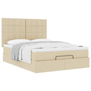 osmannisk sengeramme med madras 140x190 cm stof cremefarvet