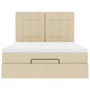osmannisk sengeramme med madras 140x190 cm stof cremefarvet