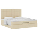 osmannisk sengeramme med madras 160x200 cm stof cremefarvet