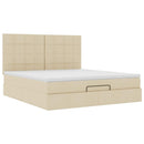 osmannisk sengeramme med madras 160x200 cm stof cremefarvet