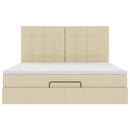osmannisk sengeramme med madras 160x200 cm stof cremefarvet