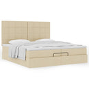 osmannisk sengeramme med madrasser 200x200 cm stof cremefarvet