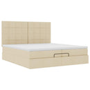osmannisk sengeramme med madrasser 200x200 cm stof cremefarvet