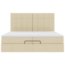 osmannisk sengeramme med madrasser 200x200 cm stof cremefarvet