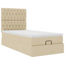 ottoman seng med madras 90x200 cm stof cremefarvet