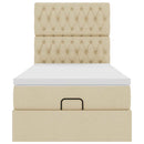 ottoman seng med madras 100x200 cm stof cremefarvet