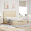osmannisk sengeramme med madras 140x190 cm stof cremefarvet