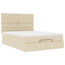 osmannisk sengeramme med madras 140x190 cm stof cremefarvet