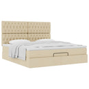 osmannisk sengeramme med madras 160x200 cm stof cremefarvet