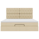 osmannisk sengeramme med madras 160x200 cm stof cremefarvet
