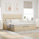 osmannisk sengeramme med madras 180x200 cm stof cremefarvet