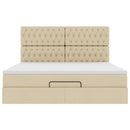 osmannisk sengeramme med madras 180x200 cm stof cremefarvet