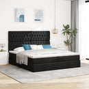 osmannisk sengeramme med madrasser 200x200 cm stof sort