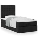 ottoman seng med madras 90x200 cm stof sort