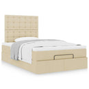 osmannisk sengeramme med madras 120x190 cm stof cremefarvet