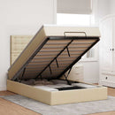 osmannisk sengeramme med madras 120x190 cm stof cremefarvet