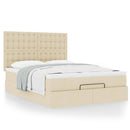 osmannisk sengeramme med madras 140x190 cm stof cremefarvet