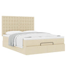 osmannisk sengeramme med madras 140x190 cm stof cremefarvet