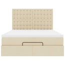 osmannisk sengeramme med madras 140x190 cm stof cremefarvet