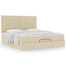 osmannisk sengeramme med madras 160x200 cm stof cremefarvet
