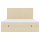osmannisk sengeramme med madrasser 180x200 cm stof cremefarvet
