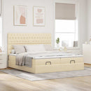 osmannisk sengeramme med madrasser 180x200 cm stof cremefarvet