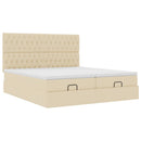 osmannisk sengeramme med madrasser 180x200 cm stof cremefarvet