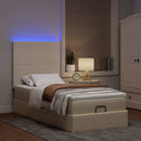 osmannisk sengeramme med madras 90x190 cm stof cremefarvet