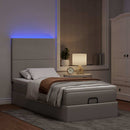 ottoman seng med madras & LEDs 90x200 cm stof gråbrun