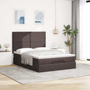 osmannisk sengeramme med madras 140x190 cm stof mørkebrun