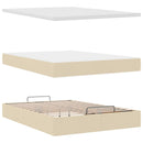 osmannisk sengeramme med madras 140x190 cm stof cremefarvet