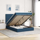 osmannisk sengeramme med madras 140x200 cm stof blå