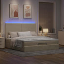 osmannisk sengeramme med madras 160x200 cm stof cremefarvet