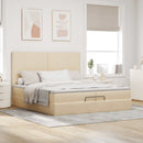osmannisk sengeramme med madrasser 200x200 cm stof cremefarvet