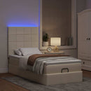 osmannisk sengeramme med madras 80x200 cm stof cremefarvet