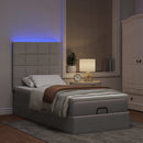 ottoman seng med madras & LEDs 90x200 cm stof gråbrun