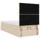ottoman seng med madras & LEDs 90x200 cm stof cremefarvet