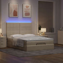 osmannisk sengeramme med madras 140x190 cm stof cremefarvet