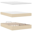 osmannisk sengeramme med madras 140x190 cm stof cremefarvet