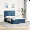 osmannisk sengeramme med madras 140x190 cm stof blå