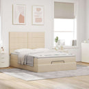 osmannisk sengeramme med madras 140x200 cm stof cremefarvet