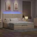 osmannisk sengeramme med madras 160x200 cm stof cremefarvet