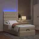 osmannisk sengeramme med madras 90x190 cm stof cremefarvet