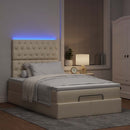 osmannisk sengeramme med madras 120x190 cm stof cremefarvet
