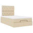 osmannisk sengeramme med madras 120x190 cm stof cremefarvet