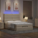 osmannisk sengeramme med madras 140x190 cm stof cremefarvet
