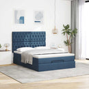 osmannisk sengeramme med madras 140x190 cm stof blå