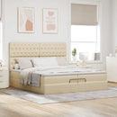 osmannisk sengeramme med madrasser 200x200 cm stof cremefarvet