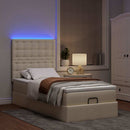 osmannisk sengeramme med madras 90x190 cm stof cremefarvet