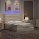 osmannisk sengeramme med madras 140x190 cm stof cremefarvet